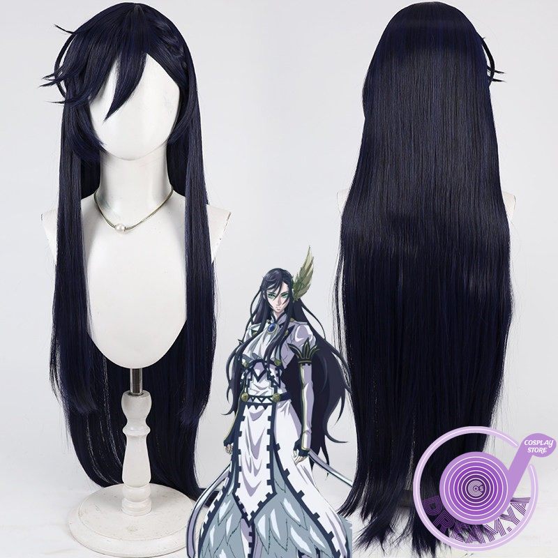 Anime Cosplay Blue Hair - ブルンヒルデ コスプレウィッグ レコードオブラグナロク ネイビーブルー 100cm 人工毛