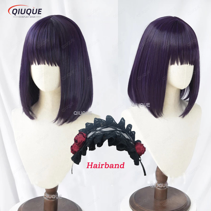 Kitagawa Anime Cosplay - マリキントフコスプレウィッグ,耐熱性,合成,ダーク,パープルウィッグ,ヘアバンド,高品質