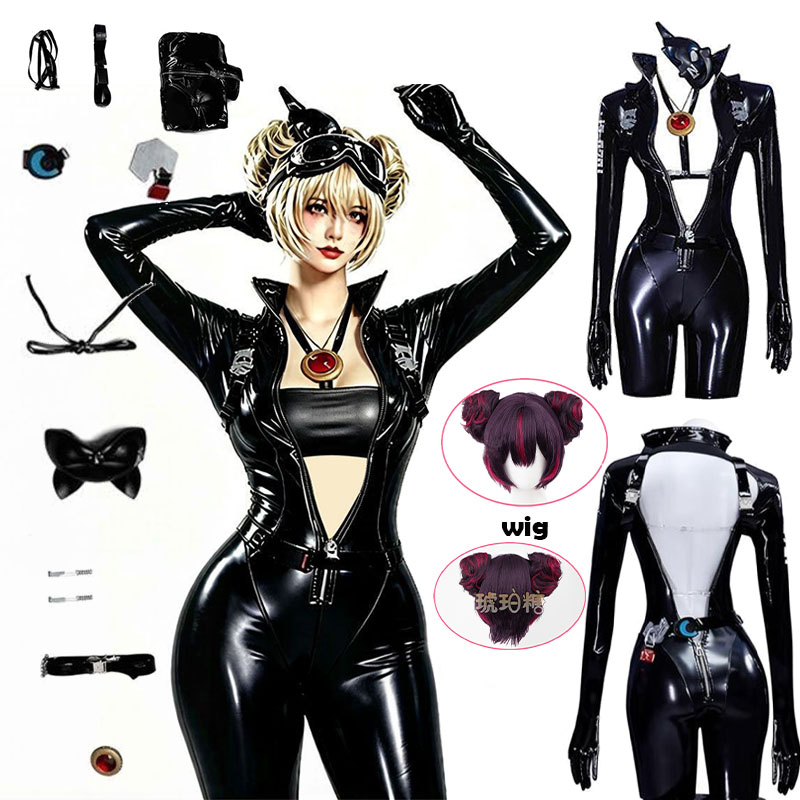 WHH アニメニッケクエンシーコスプレ衣装黒のボディスーツマ - Anime Cosplay Jumpsuit のレビューと価格