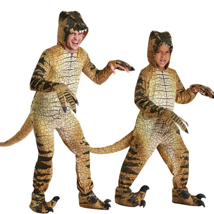 恐竜ティラノサウルス子供用コスチューム大人男の子用ハロウィン - Anime Cosplay Jumpsuit のレビューと価格